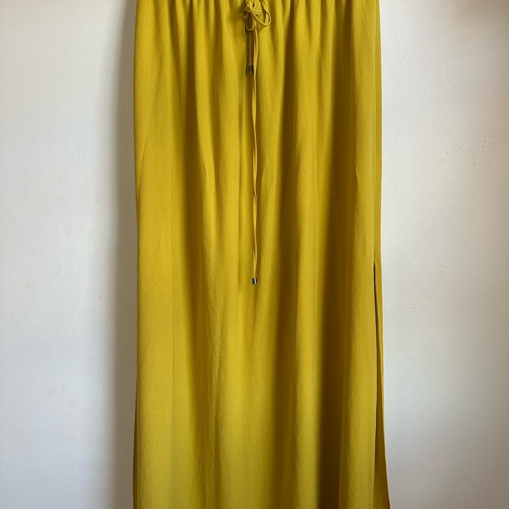 Yellow Maxi Skirt with Drawstring Waist